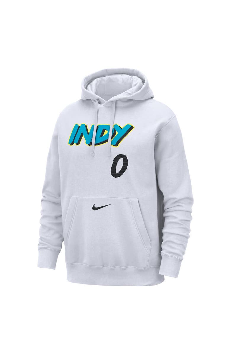 Nike Men's Nike Tyrese Haliburton White Indiana Pacers 2024/25 City Edition Name & Number Pullover Hoodie, Alternate, color,