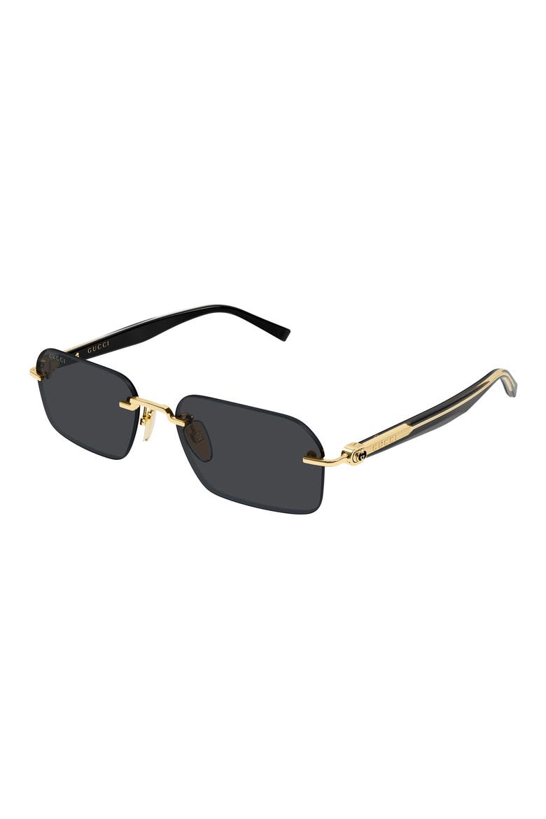 55mm Gradient Rectangular Sunglasses, Alternate, color, GOLD/ BLACK