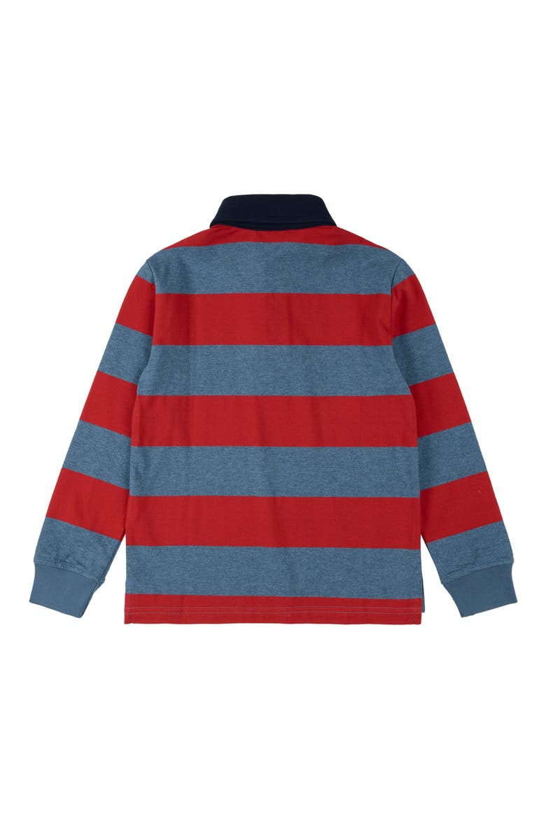 Kids' Stripe Long Sleeve Cotton Polo, Alternate, color, RED