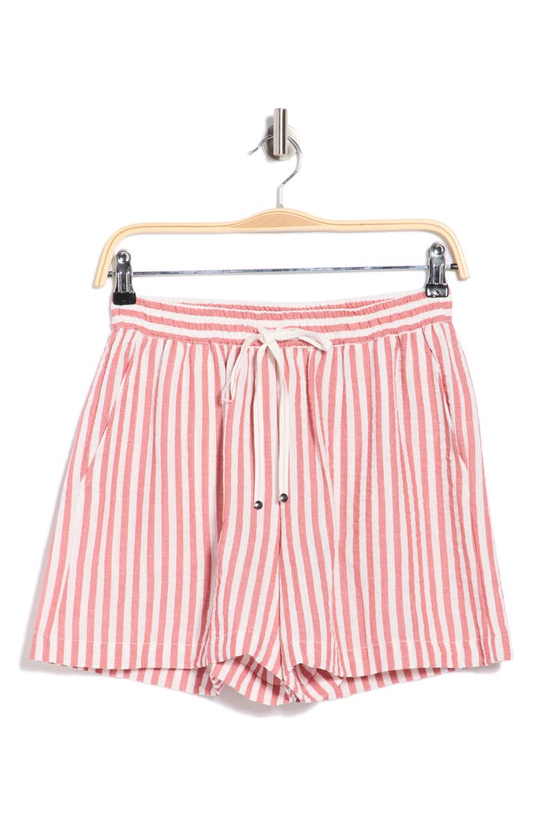 Stripe Drawstring Waist Shorts, Alternate, color, RED/ WHITE STRIPE