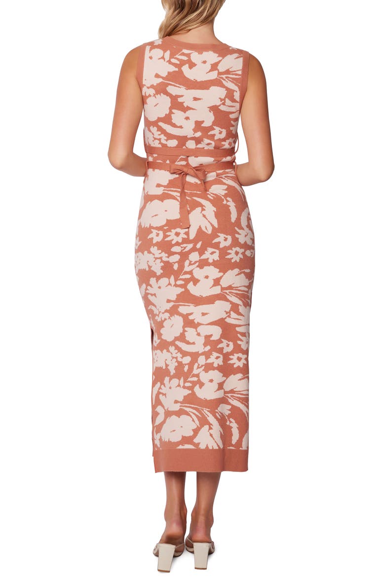 Aurora Floral Sleeveless Sweater Dress, Alternate, color, BRONZY ROSE FLORAL