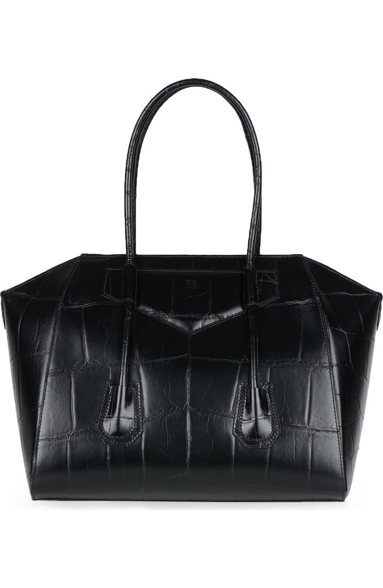 Givenchy Medium Antigona Lock Croc Embossed Leather Satchel, Alternate, color,