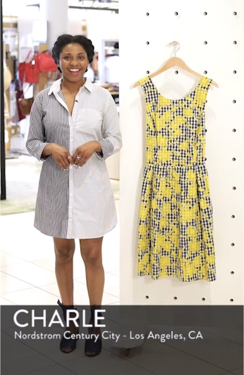 Embroidered Gingham Fit & Flare Dress, sales video thumbnail