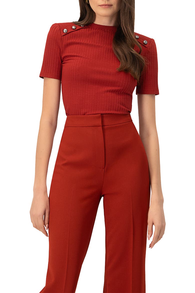 Puffed Shoulder Chedrón Top, Main, color, Chedron