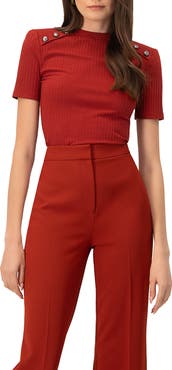 IVONNE Puffed Shoulder Chedrón Top