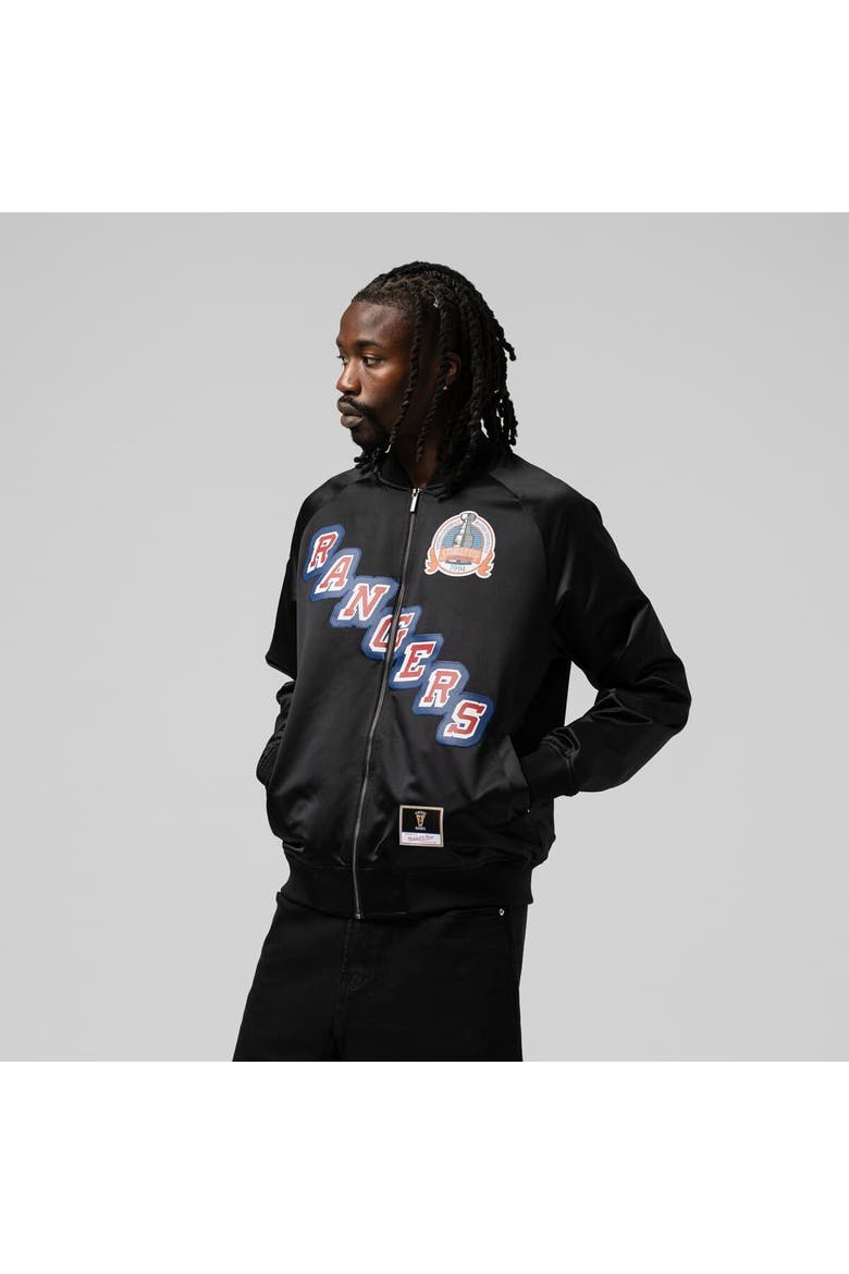 Unisex Mitchell & Ness Mark Messier Black New York Rangers Maxxed Out Full-Zip Satin Jacket, Main, color, Black