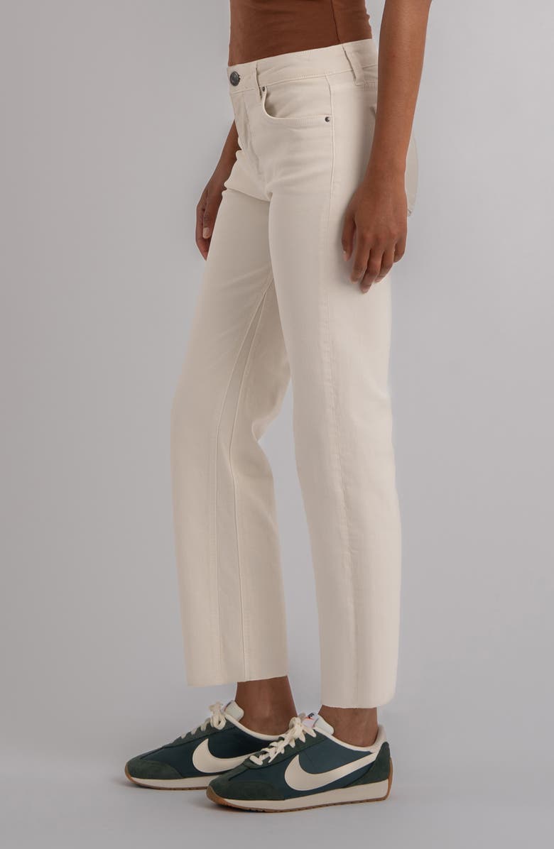 KUT from the Kloth Kelsey Raw Hem Kick Flare Jeans, Alternate, color, Ecru
