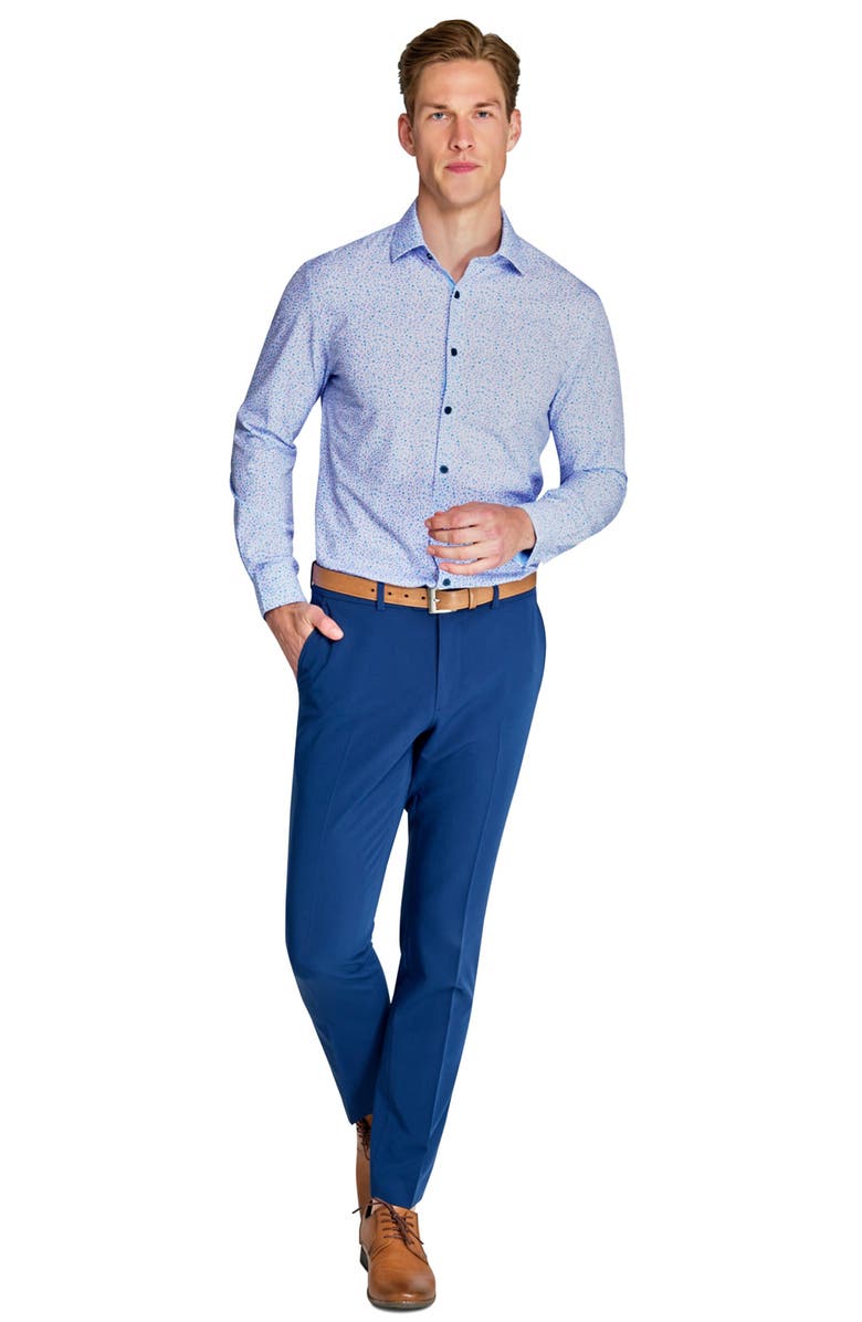 W.R.K Slim Fit Micro Floral Performance Dress Shirt, Alternate, color, White/ Blue