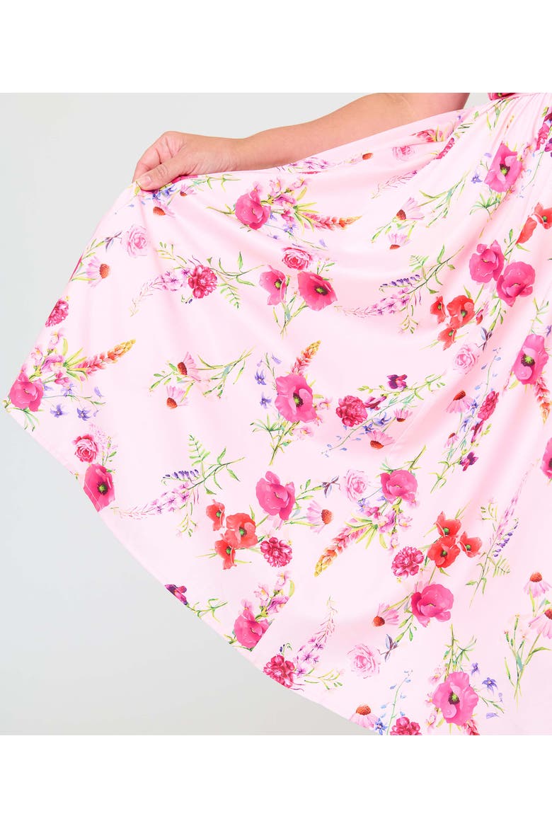 Plus Size 1940s Sweetheart Button Front Swing Dress, Alternate, color, Pink Floral Print