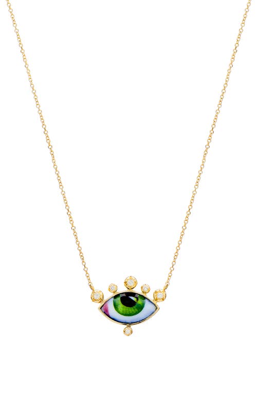 Lito Russe Petit Vert Diamond Pendant Necklace In Green