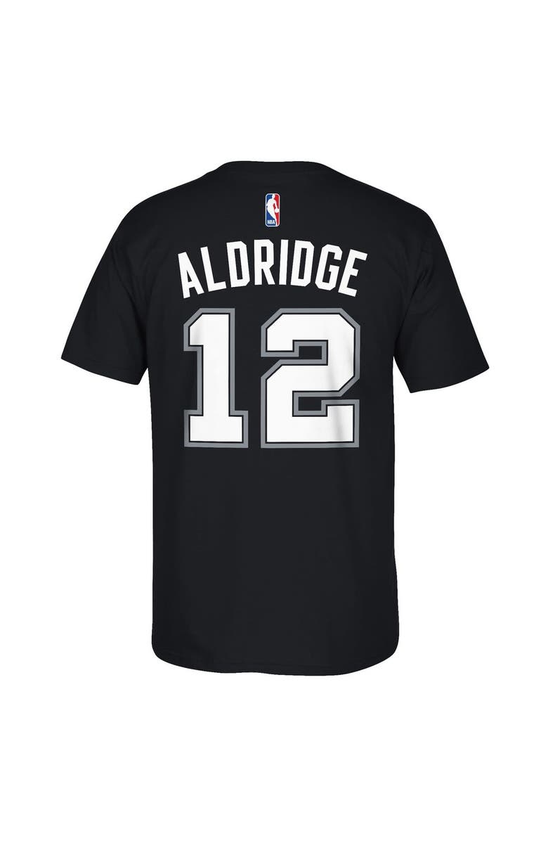 adidas Men's adidas LaMarcus Aldridge San Antonio Spurs Black Net Number T-Shirt, Alternate, color, 