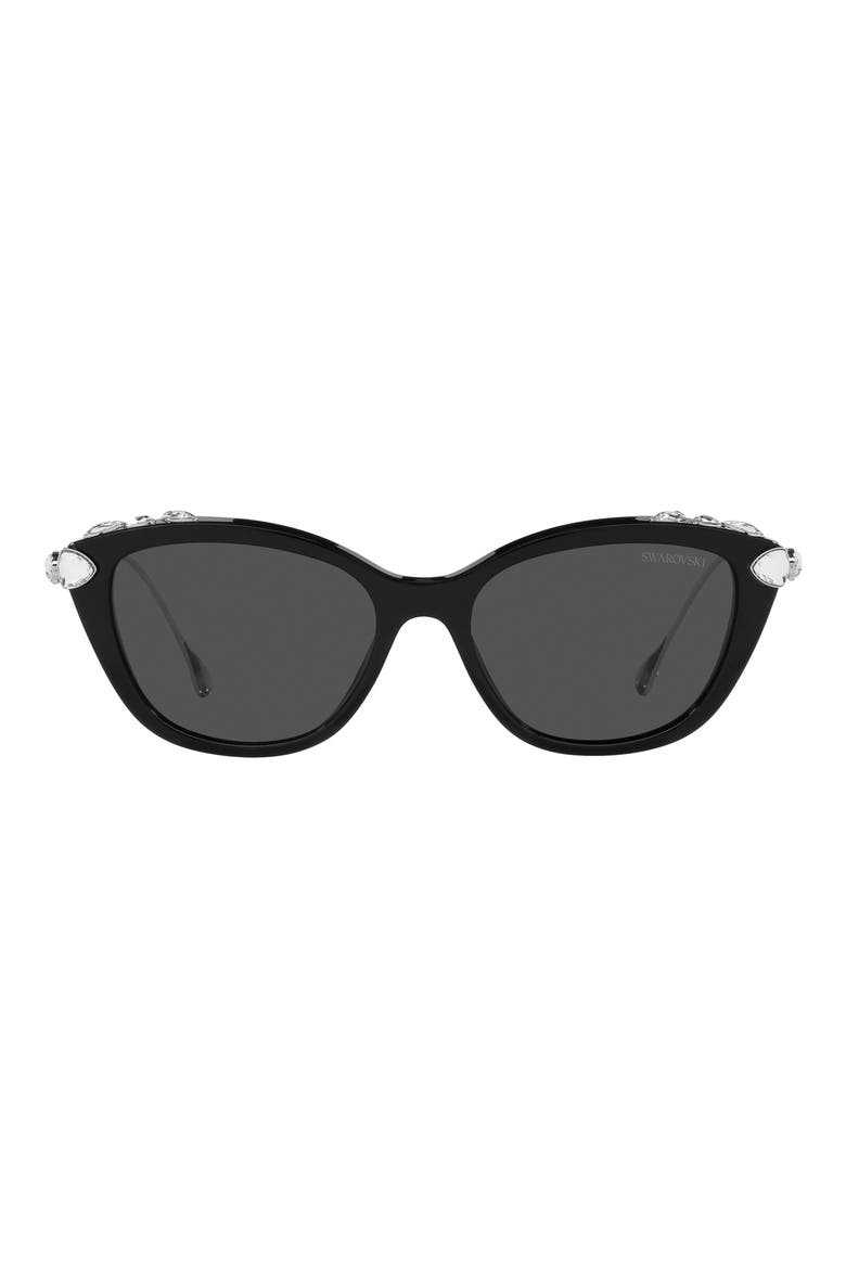 55mm Cat Eye Sunglasses, Main, color, BLACK