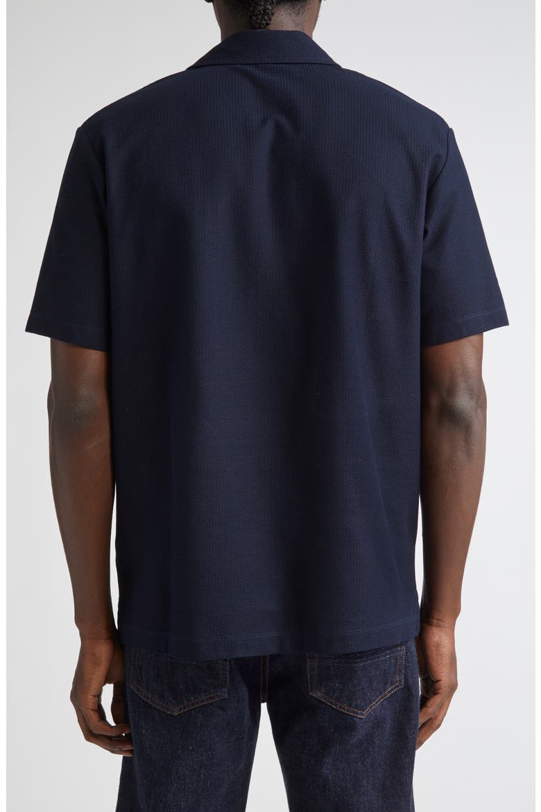Short Sleeve Textured Jersey Button-Up Shirt, Alternate, color, MIDNIGHT NAVY