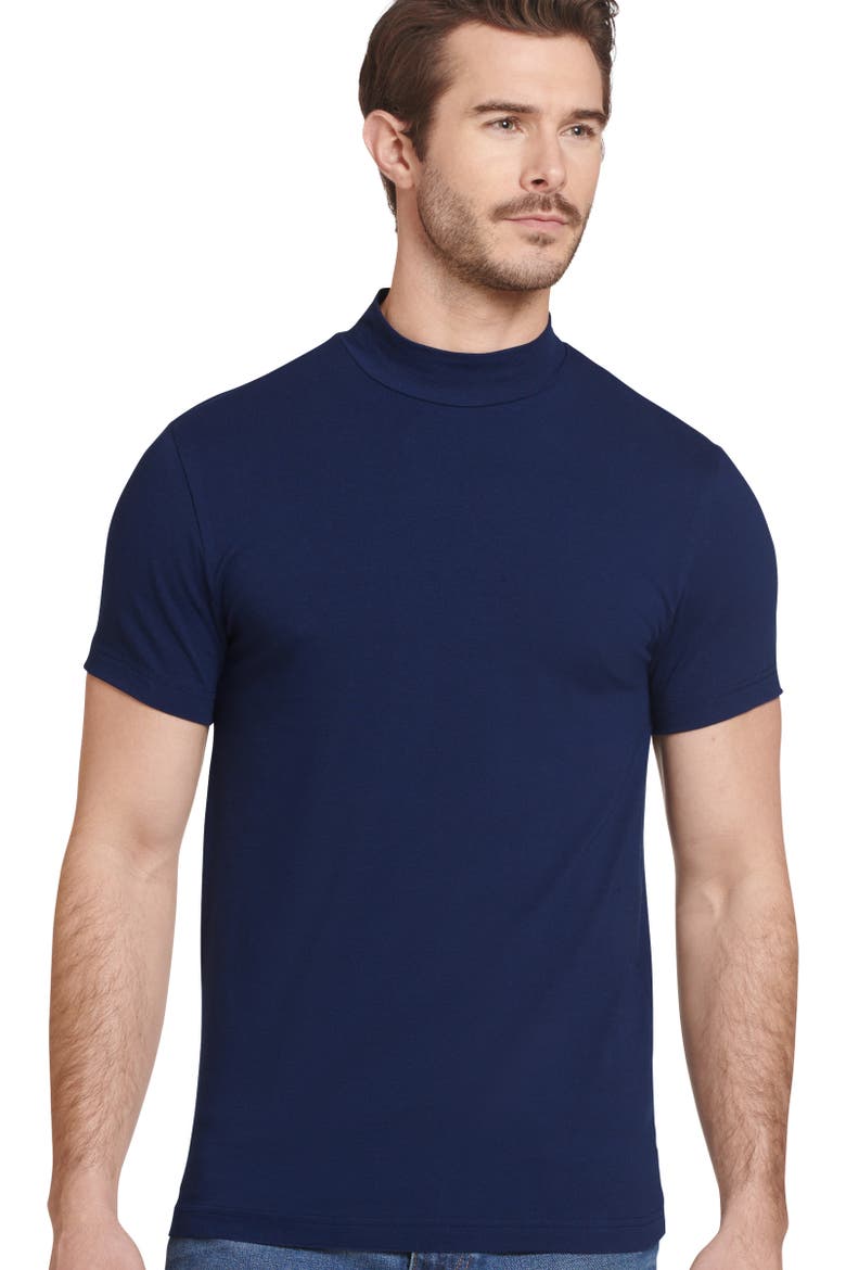 Men's Cotton Stretch Mock Neck Tee, Main, color, Just Past Midnight