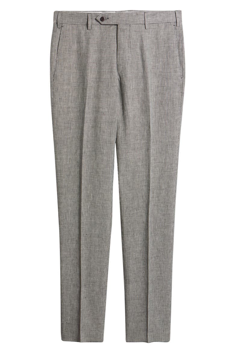Parker Mini Check Linen Pants, Alternate, color, ESPRESSO