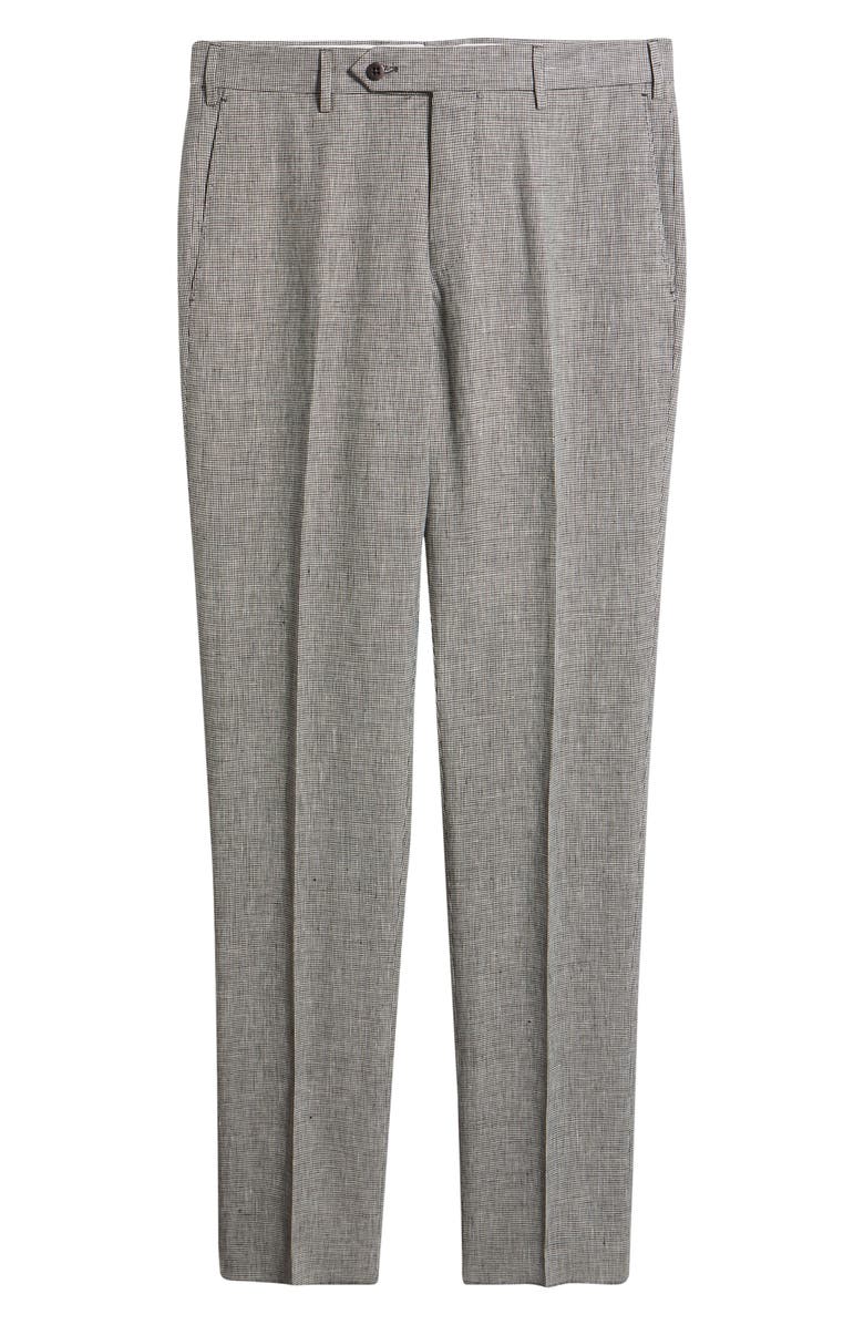Zanella Parker Mini Check Linen Pants, Alternate, color, Espresso
