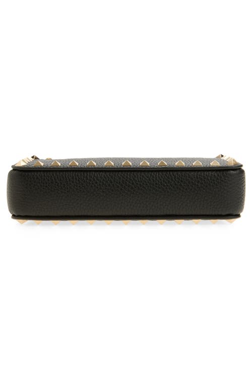Valentino Garavani Rockstud Pouchette Leather Wristlet In Black