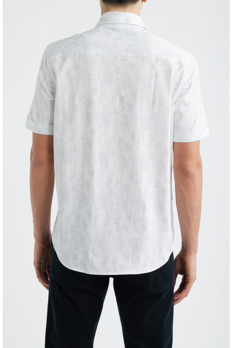 Miles OoohCotton® Printed Short Sleeve Button-Up Shirt, Alternate, color, PLATINUM