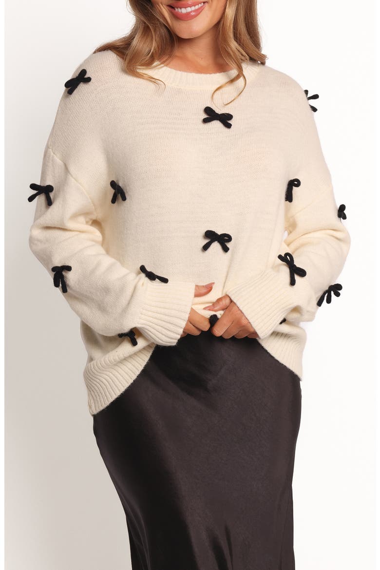 Voss Bow Sweater, Main, color, CREAM