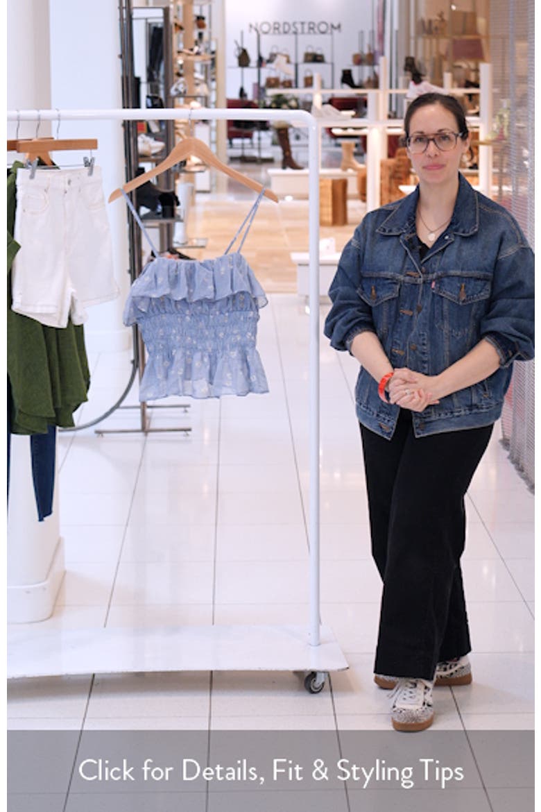 Carmelitha Ditsy Floral Gingham Ruffle Trim Peplum Top video