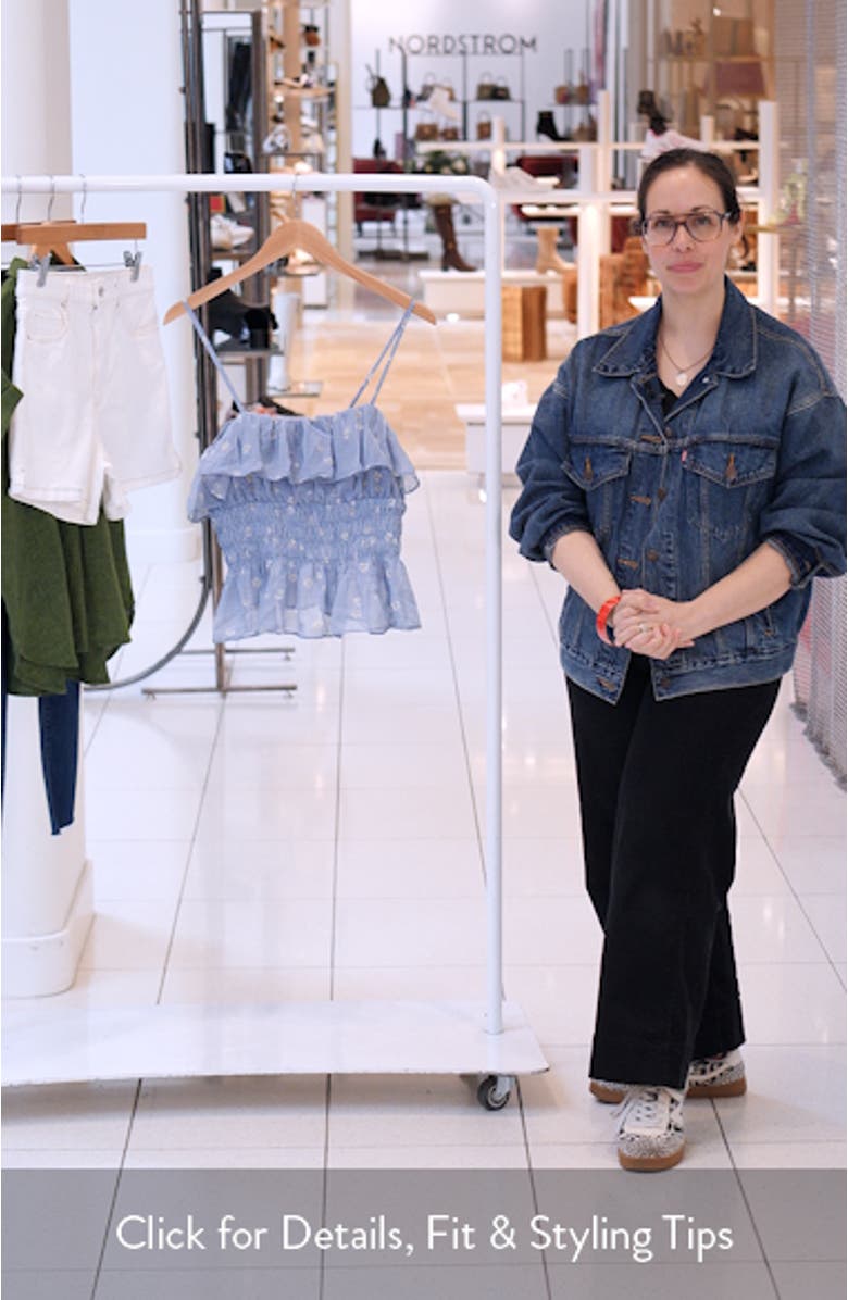 Carmelitha Ditsy Floral Gingham Ruffle Trim Peplum Top, sales video thumbnail