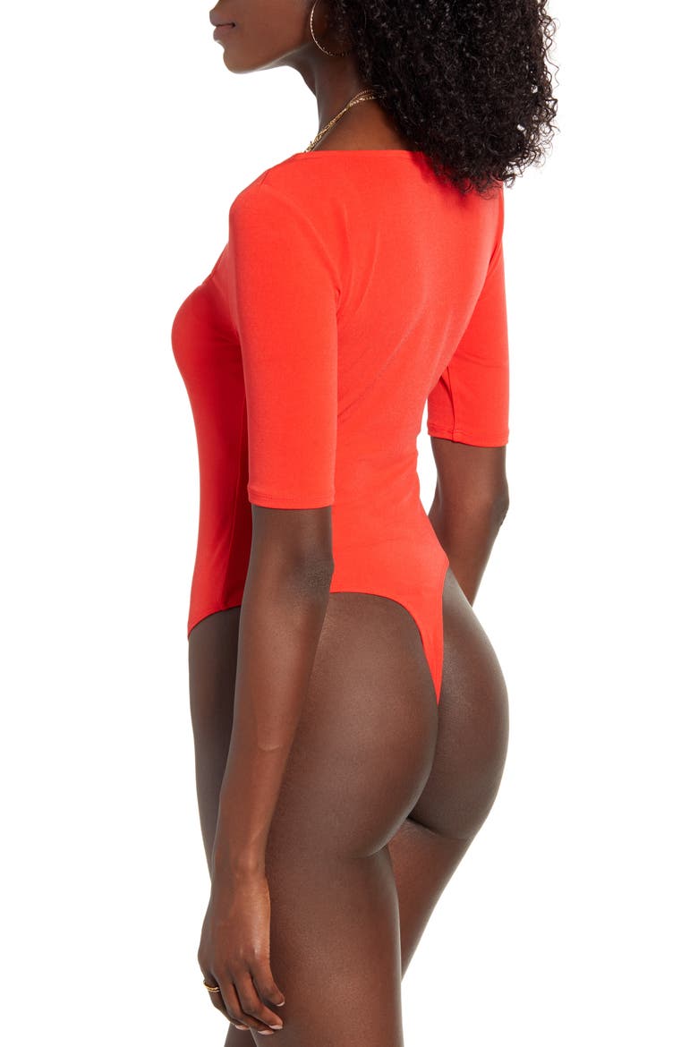 Sweetheart Neck Bodysuit, Alternate, color, RED BLOOM