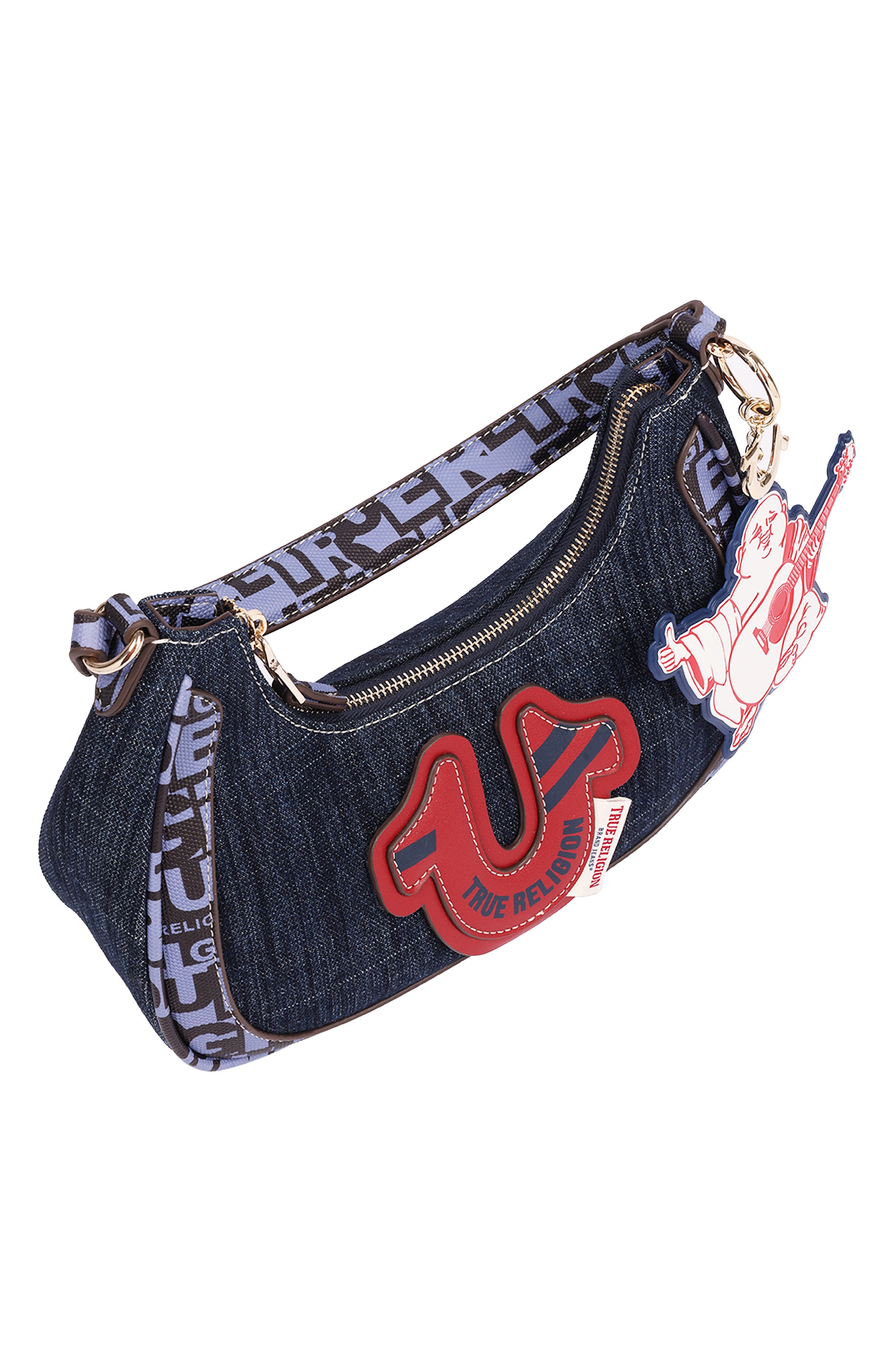 Graphic Trim Denim Hobo Bag, Alternate, color, NAVY