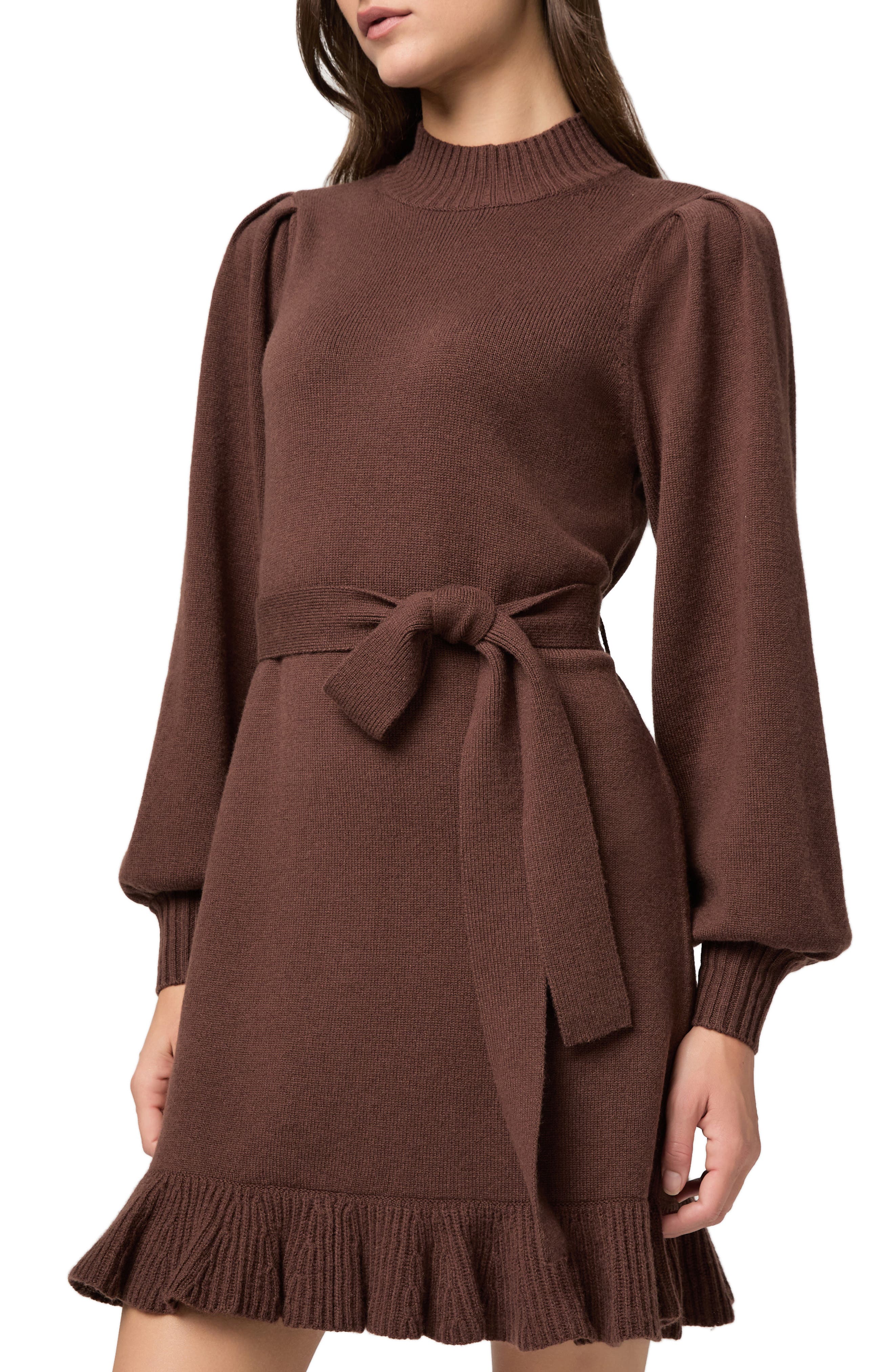 paige julita long-sleeve sweater mini dress Paige Julita Dress in Brown
