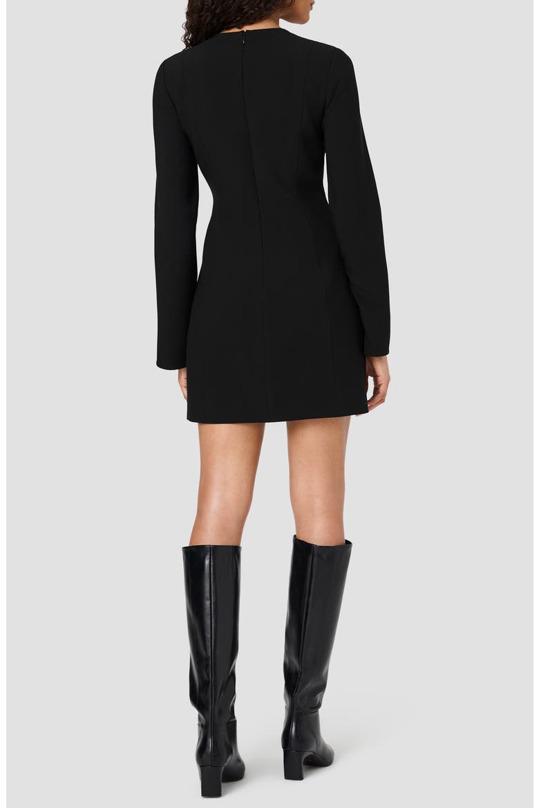 Azra Long Sleeve Twill Minidress, Alternate, color, BLACK