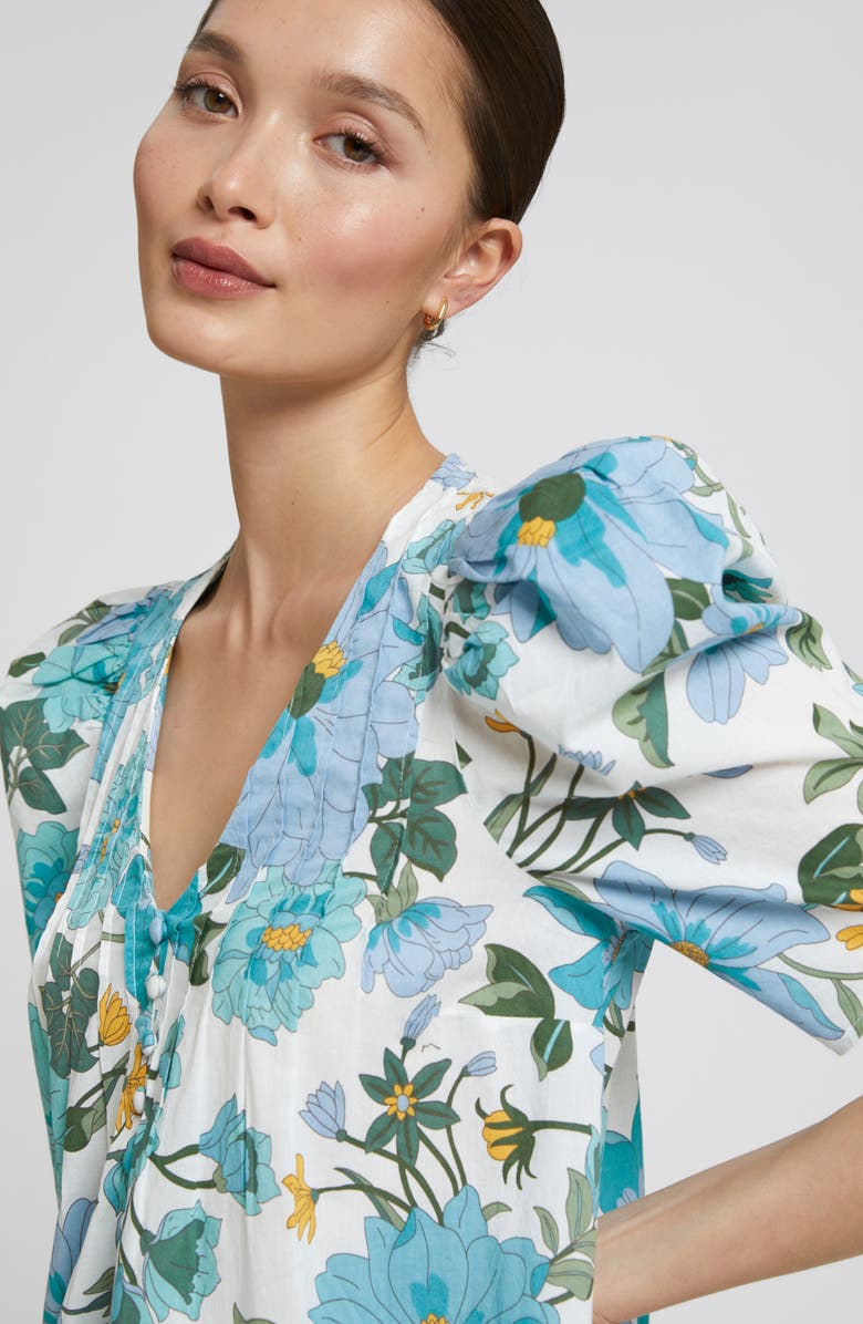 & Other Stories Print Pintuck Puff Sleeve Dress, Alternate, color, Blue