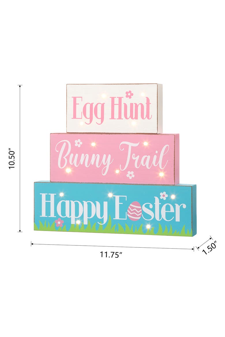 Easter LED Lighted Wooden Bunny Block Word Sign, Alternate, color, Blue