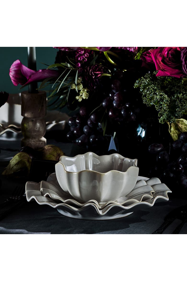 Lotus Stoneware Salad Plate Set of 4, Alternate, color, White