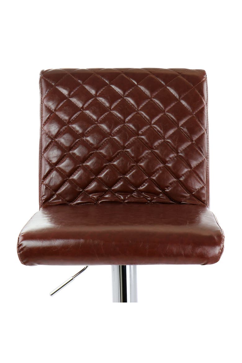 2 Piece Adjustable Tufted Faux Leather Bar Stool, Alternate, color, Cherry