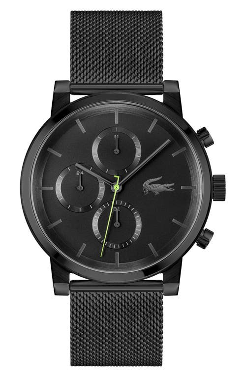 Lacoste Men's Replay Ionic Plated Black Stainless Steel Mesh Bracelet Watch, 44mm In Black