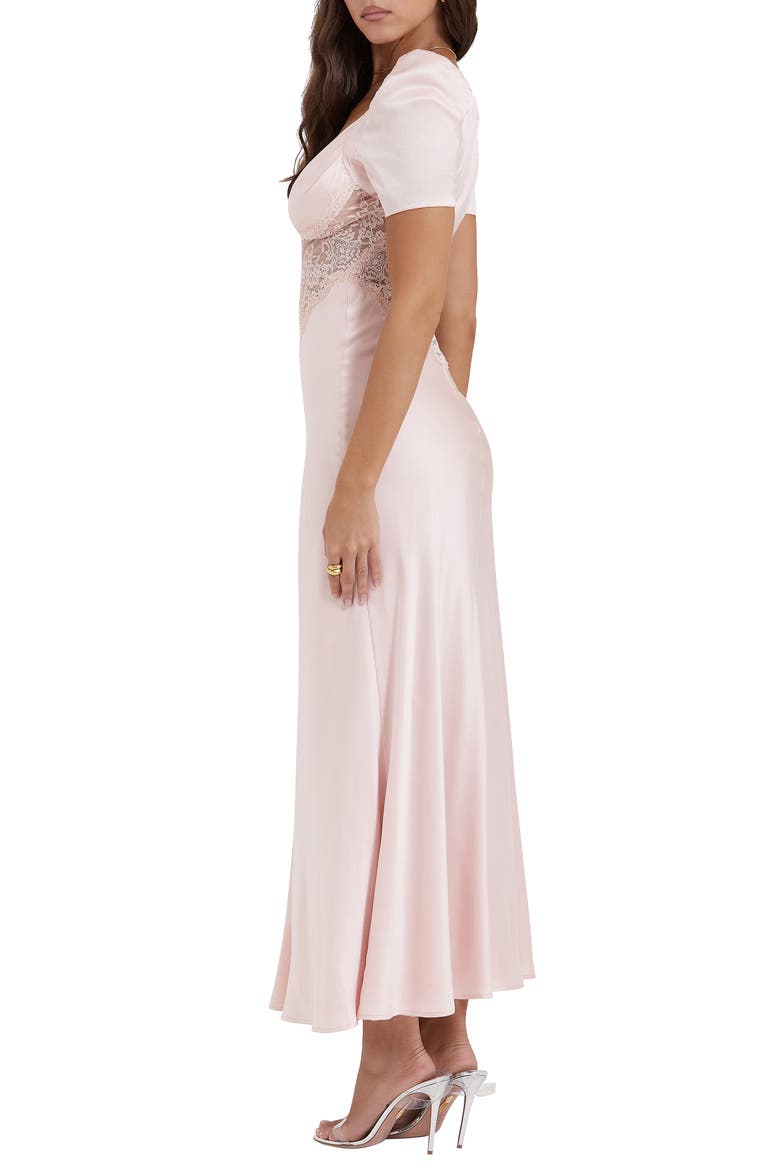 Rafaela Lace Inset Silk Blend Cocktail Dress, Alternate, color, SOFT PEACH