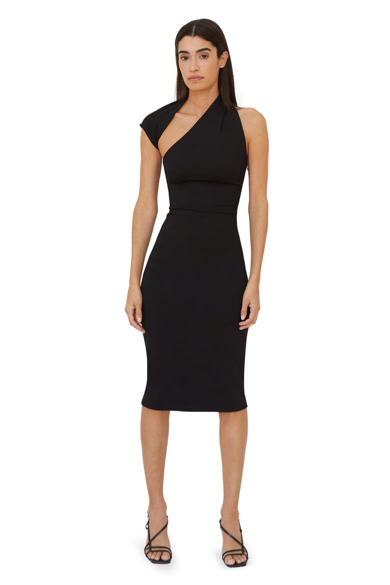 Manhattan Ponte Knit Midi Dress, Alternate, color, BLACK