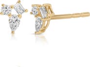 EF Collection Mini Triple Diamond Cluster Stud Earrings
