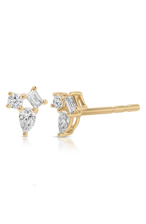 EF Collection Mini Triple Diamond Cluster Stud Earrings in 14K Yellow Gold at Nordstrom