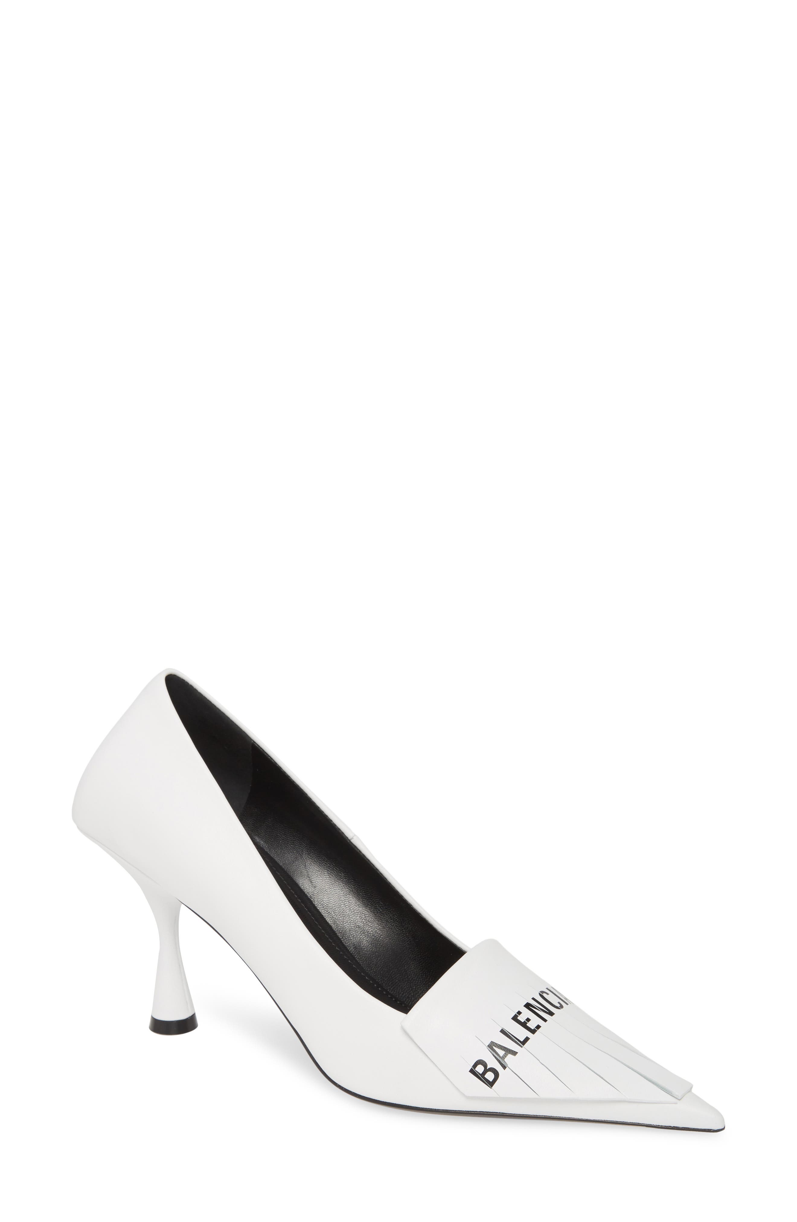 Balenciaga Logo Fringe Pointed Toe Pump, Main, color, 