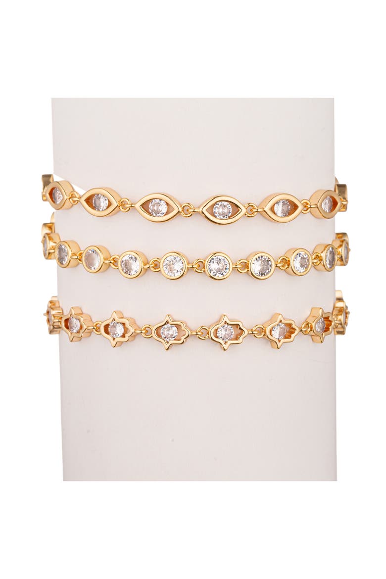 Emma 3-Piece CZ Bracelet Set, Main, color, GOLD