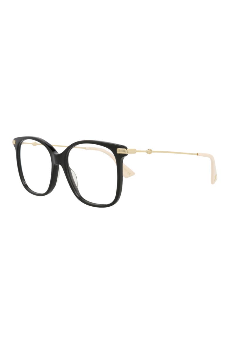 52mm Square Optical Glasses, Alternate, color, BLACK GOLD TRANSPARENT