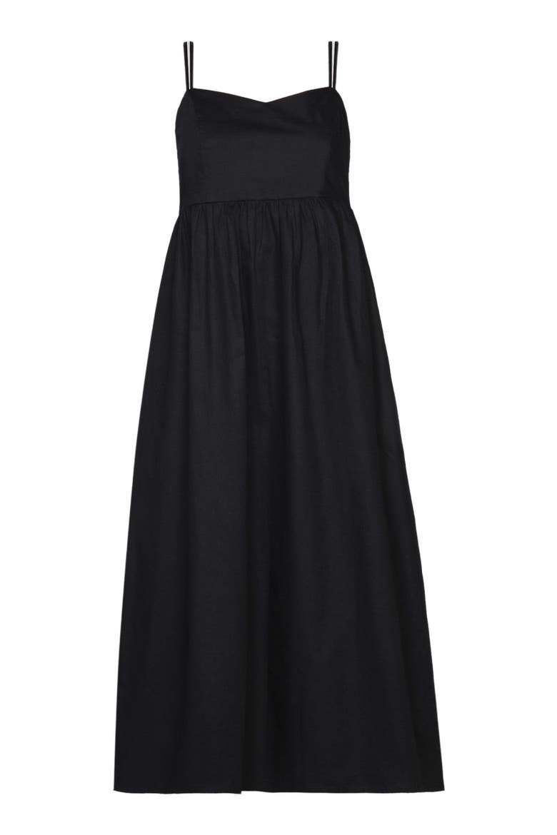 Strappy Gathered Midi Dress, Alternate, color, Black
