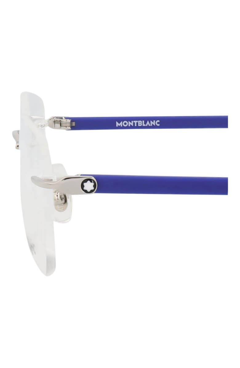 Montblanc 59mm Square Optical Glasses, Alternate, color, Silver Blue Transparent