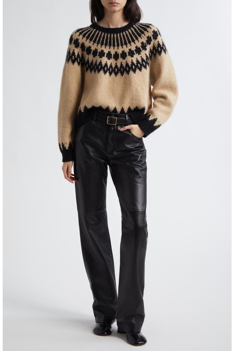 Joan Straight Leg Leather Pants, Alternate, color, BLACK