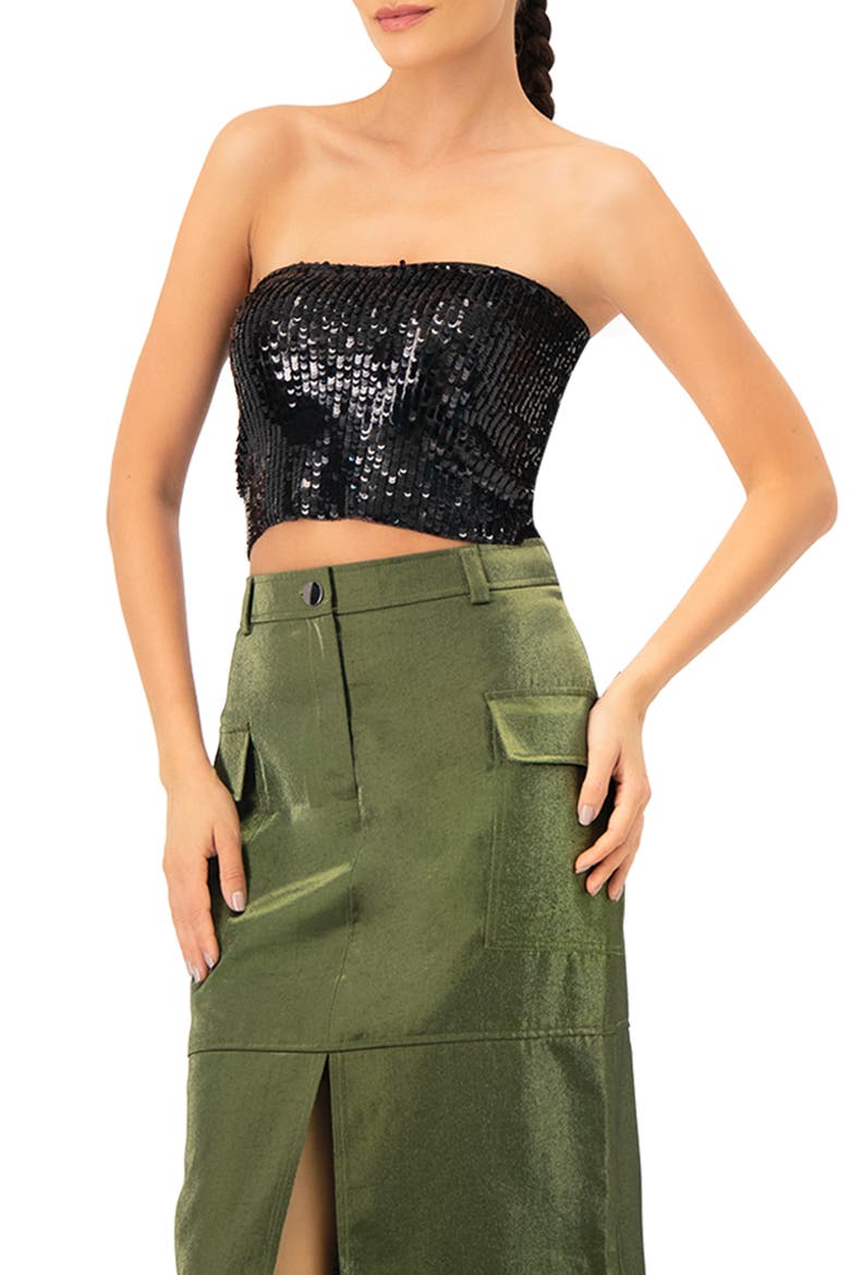 Sequin Tube Top, Alternate, color, Black