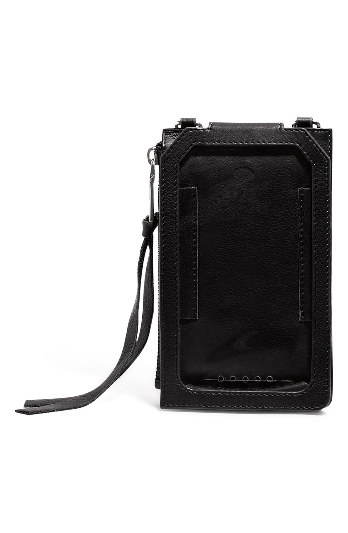 Kestenberg Getaway RFID Leather Phone Crossbody Pouch, Alternate, color, BLACK