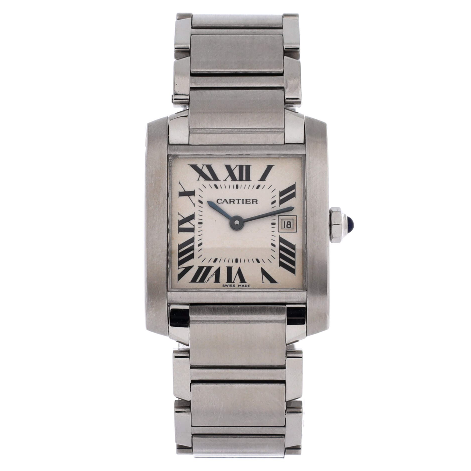 Tank Francaise Quartz Watch Stainless Steel 25, Main, color, Metallic Silver