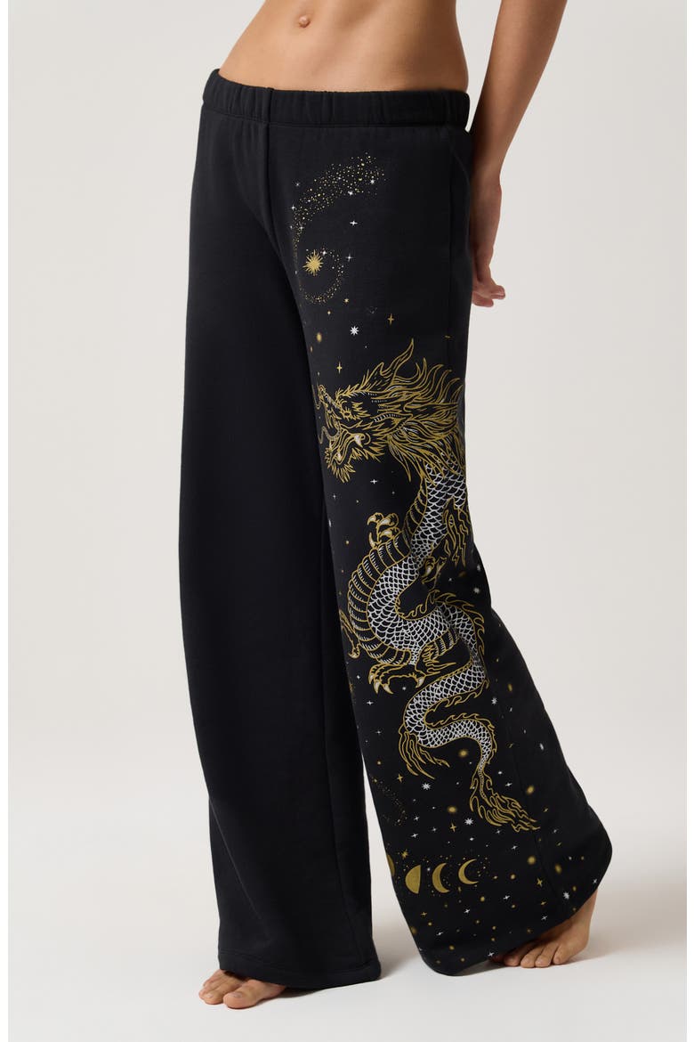 Dream Dragon Nicks Wide Leg Pants, Alternate, color, BLACK