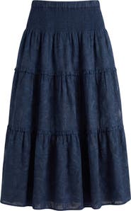 Cartolina Kylie Smocked Jacquard Midi Skirt