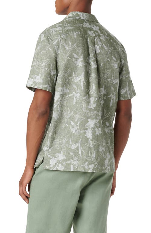 Bugatchi Men's Orson Floral Cotton & Linen Short-sleeve Shirt In Olive